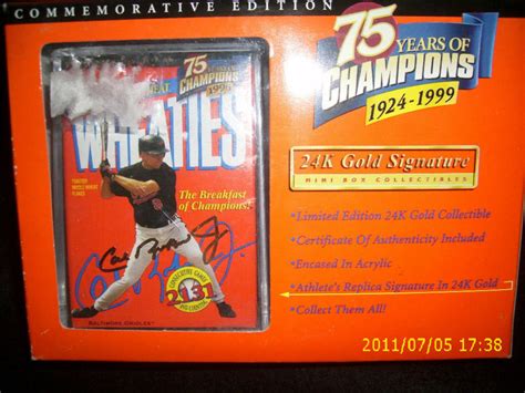 75 YEARS OF CHAMPIONS CAL RIPKEN JR WHEATIES MINI 24K EBay