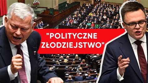 Polityczne złodziejstwo Awantura w Sejmie Suski uderza w Hołownię