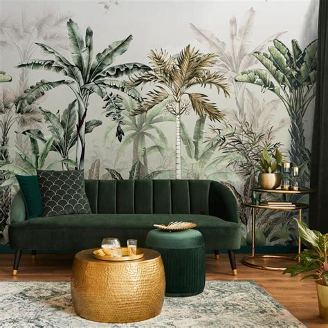 Dunelm Tropical Oasis Sage Green Mural Greenbrown Shopstyle Decor
