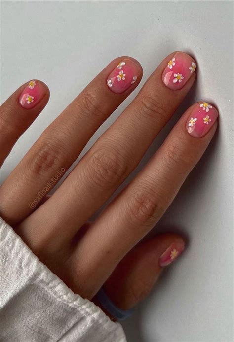 Chic Short Nail Art Designs For Maximum Style Pink Aura 3D Floral Nails