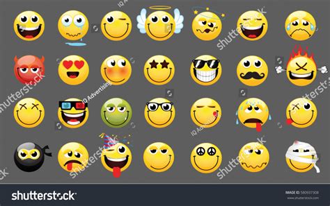 Emoticons Smileys Icon Set Web Happy स्टॉक वेक्टर रॉयल्टी मुक्त