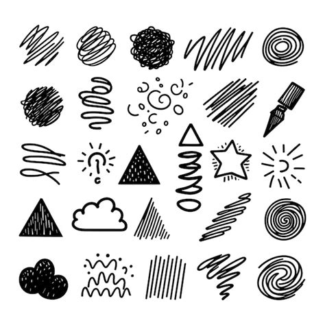 Premium Vector Hand Drawn Scribble Element Set