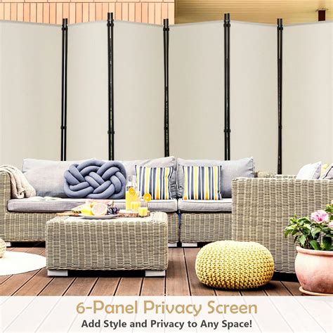 Goflame Panel Folding Room Divider Ft Rolling Privacy Screen With