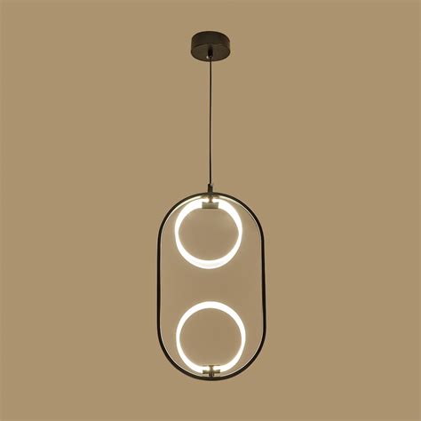 Modern Acrylic Led Pendant Light Light Oval Shape Black Metal Homary Uk