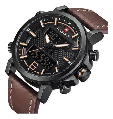 Reloj Deportivo Militar Naviforce Para Hombre Con Correa De Piel Y