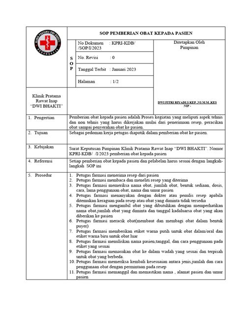 Ep 24 Sop Pemberian Obat Kepada Pasien Terbaru Pdf