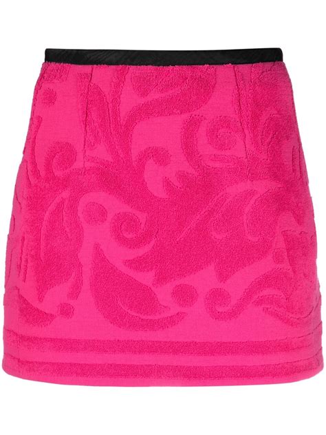 Marine Serre Terry Cloth Jacquard Miniskirt Pink Editorialist