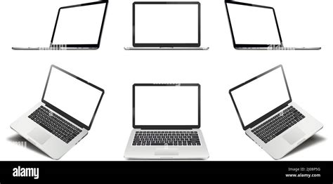 Laptops Blank Screen Isolated On White Background Stock Vector Image