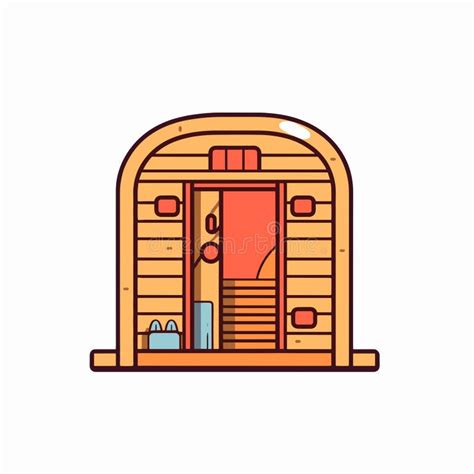 Cartoon Illustration Of A Cozy Wooden Sauna Cabin Stock Illustration