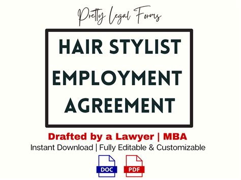 Hair Stylist Employment Contract Template Hair Salon Employee Agreement Salon Hiring Contract