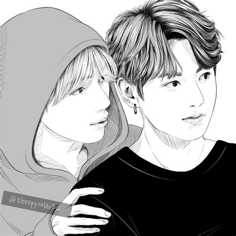 Pin By Mari Army On Vkook Vkook Fanart Fan Art Bts Drawings Images