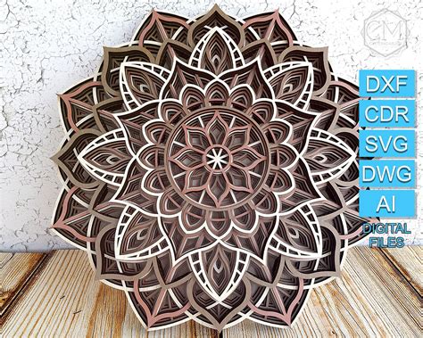 Layered Mandala Svg Laser Cut Multilayer Mandala Dxf Mandala Etsy Australia