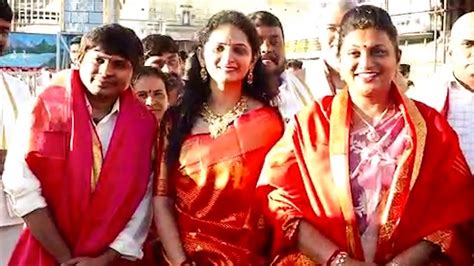 Minister Roja And Rocking Rakesh With His Fiance Visuals At Thirumala