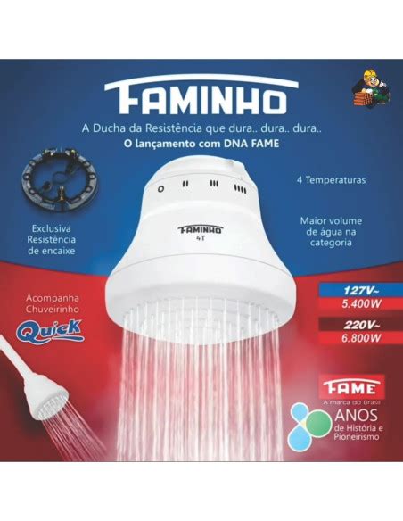 Chuveiro ElÉtrico Faminho EconÔmico Ducha 4 Temperaturas 127v 5400w Fame