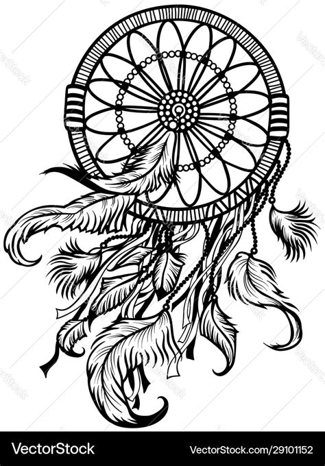 Dreamcatcher Black And White Royalty Free Vector Image