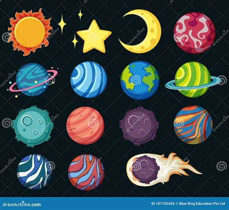 Planetas Diferentes No Sistema Solar Ilustração do Vetor Ilustração