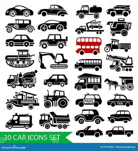 30 Iconos Del Coche Fijan Ennegrecen El Pictograma Auto Del Web