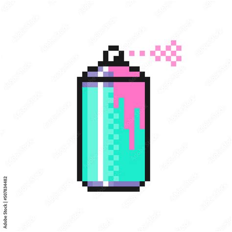 Graffiti Spray Paint Can Icon In Pixel Art Design Isolated On White