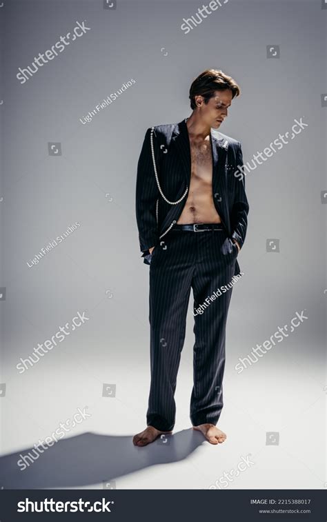Full Length Brunette Man Hairy Chest Stock Photo Shutterstock