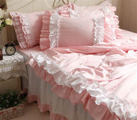 Ruffle Pink Ruffle Bedding Sets Bedroom Comforter Sets Bed