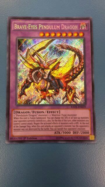 Yugioh Rare Holo En039 Brave Eyes Pendulum Dragon Secret Rare 1st Ed