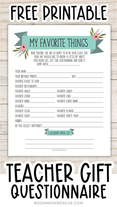 Teacher Questionnaire Best Way To Get To Know The Teacher Printable