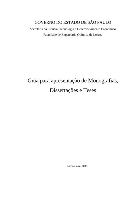 Pdf Guia Para Apresenta O De Monografias Disserta Es E