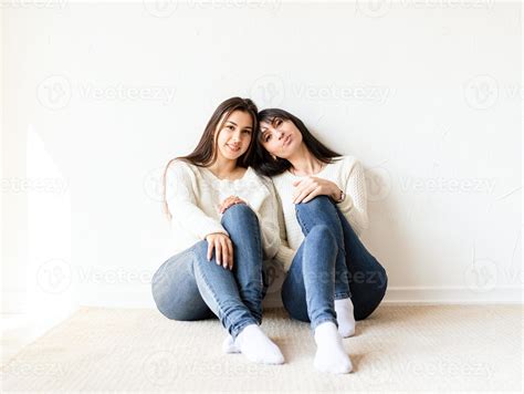 Two Female Best Friends Sitting Together At Home 2877335 Stock Photo At