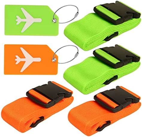 Fasery Pcs Luggage Straps With Luggage Tags Adjustable Suitcase