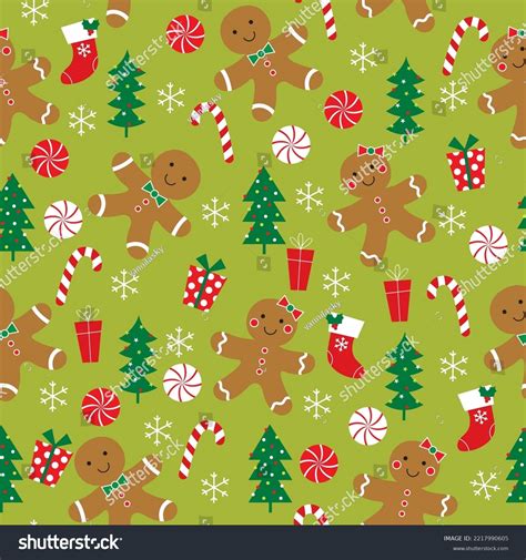 Gingerbread Man Seamless Pattern Design Stock Vector Royalty Free