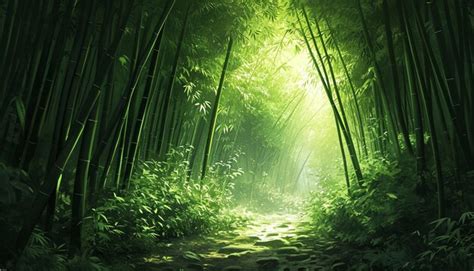 Premium Photo | An artwork that portrays a dense bamboo forest with ...