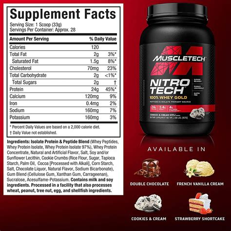 Muscletech Nitro Tech 100 Whey Gold Cookies Cream 2 Lbs 907 G