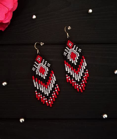 Long Native American Style Beaded Earrings Handmade Earrin Inspire