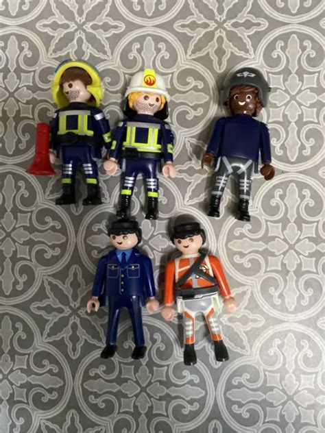 PLAYMOBIL FIGURINES MÉTIER Aviateur Secourisme Postier Lot De 5 EUR 8