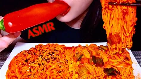 Asmr Spicy Fire Noodles Enoki Mushrooms Mukbang 불닭볶음면 불닭팽이버섯 먹방 Eating Sounds Youtube