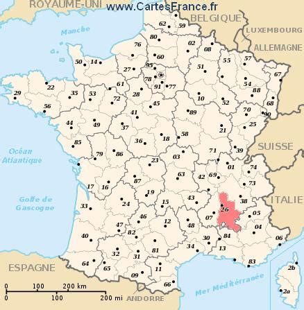 DROME : map, cities and data of the departement of Drôme 26