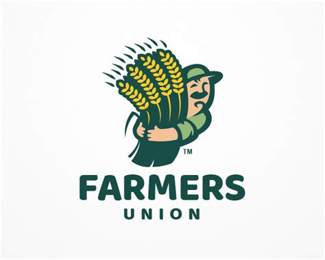 The Farmers Union Logo With A Man Holding A Bunch Of Wheat In His Hands