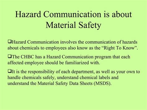 Hazard Communication Program Osha Training Ppt