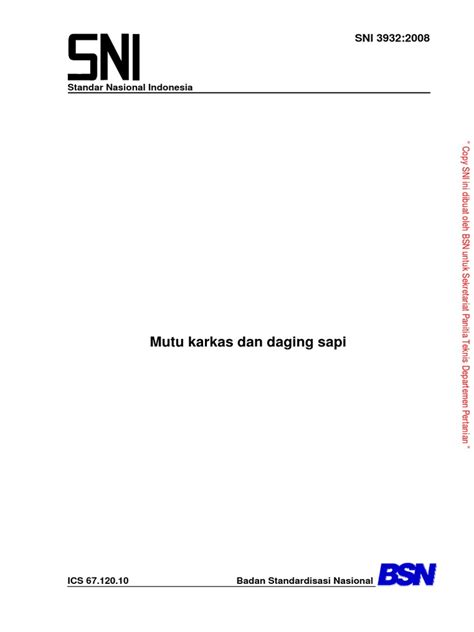 Sni 3932 2008 Mutu Karkas Dan Daging Sapi Pdf Pdf