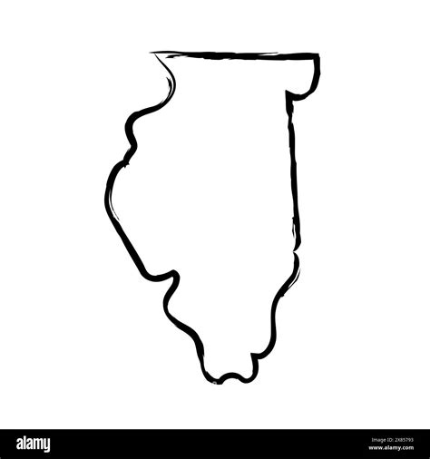 Illinois Map Outline Concept Sketch Isolated Vector Graphics Hand