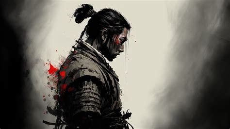 HD Wallpaper Samurai Japanese Minimalism Painting AI Art