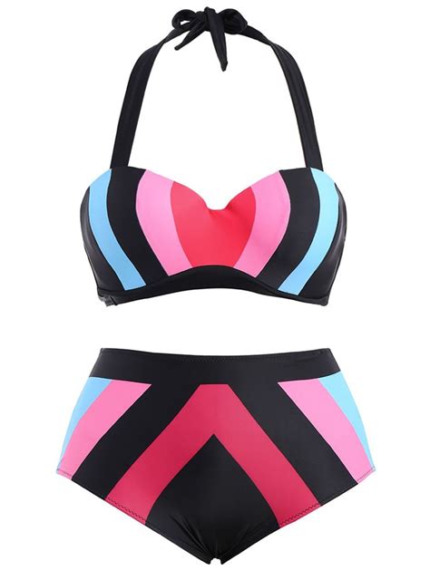 High Waisted Contrast Plus Size Bikini Set Plus Size High Waisted