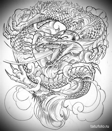эскиз японский дракон тату 1 - tatufoto.com