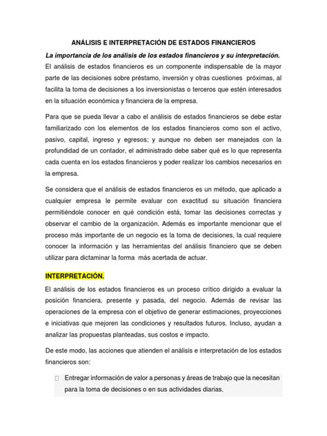 Potencia Tus Decisiones Financieras Con El Análisis E Interpretación De