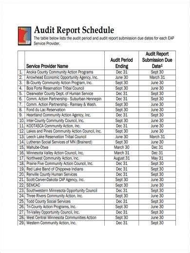 Free 11 Audit Schedule Samples And Templates In Pdf Ms Word Excel