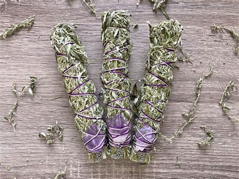 Mugwort Smoke Wand Smudge Stick With Amethyst Point Davyandtracy