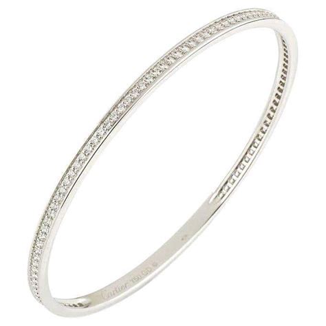 Cartier White Gold Half Diamond Double Love Bangle Bracelet At 1stdibs