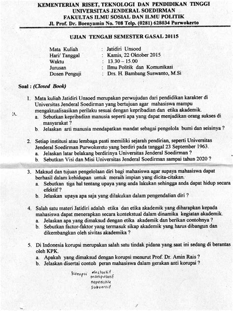 Soal Uts Pendidikan Anti Korupsi Ujian