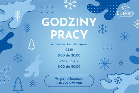 Godziny pracy w okresie Świąt Bożego Narodzenia i Nowego Roku 2022