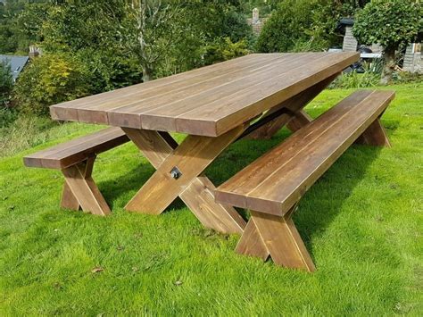 6ft Rustic Garden Table And Bench Set Wooden Garden Table Rustic Garden Furniture Table And